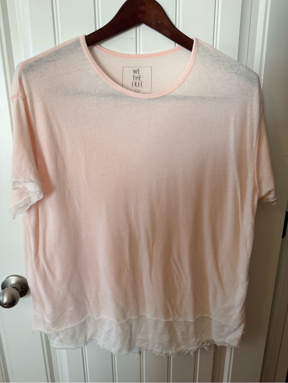 We The Free Pale Pink Short Sleeve Layered Tee with Sheer Hem